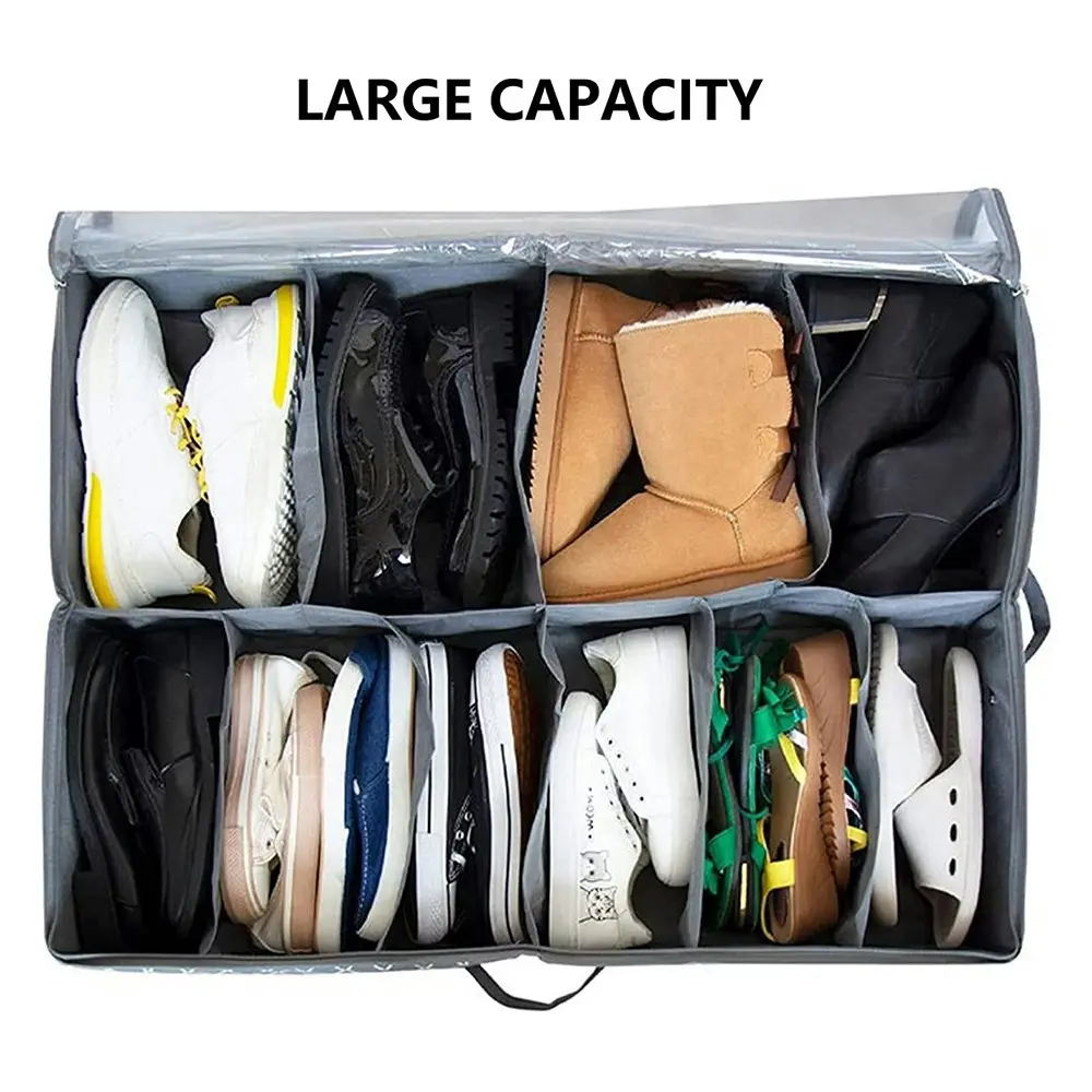 2 Pack Large Capacity Shoes Organizer Foldable Under Bed Shoe Storage Bag