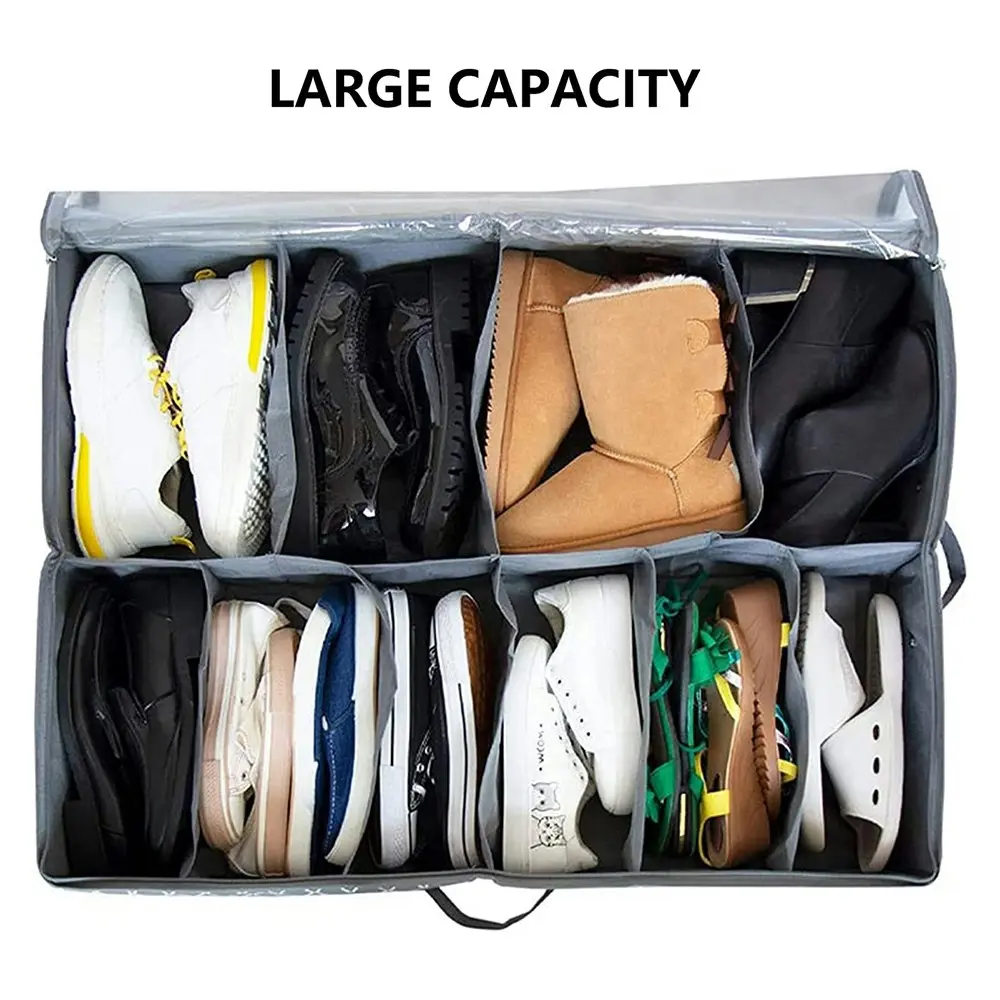 2 Pack Large Capacity Shoes Organizer Foldable Under Bed Shoe Storage Bag