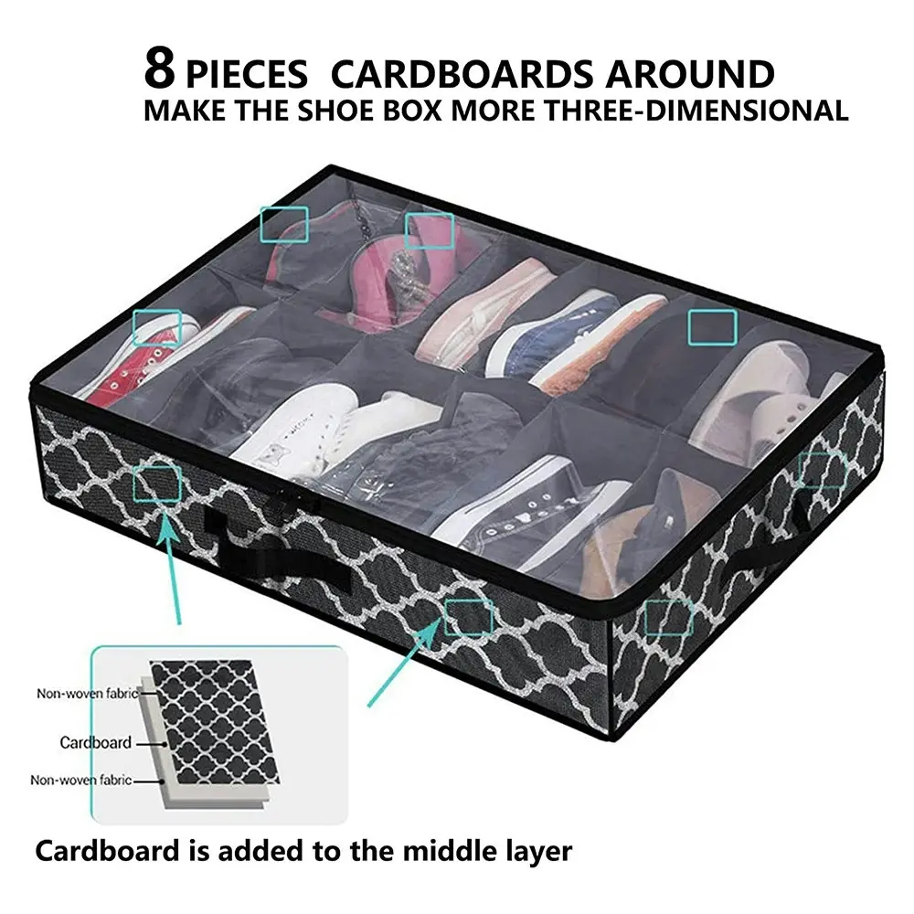 2 Pack Large Capacity Shoes Organizer Foldable Under Bed Shoe Storage Bag