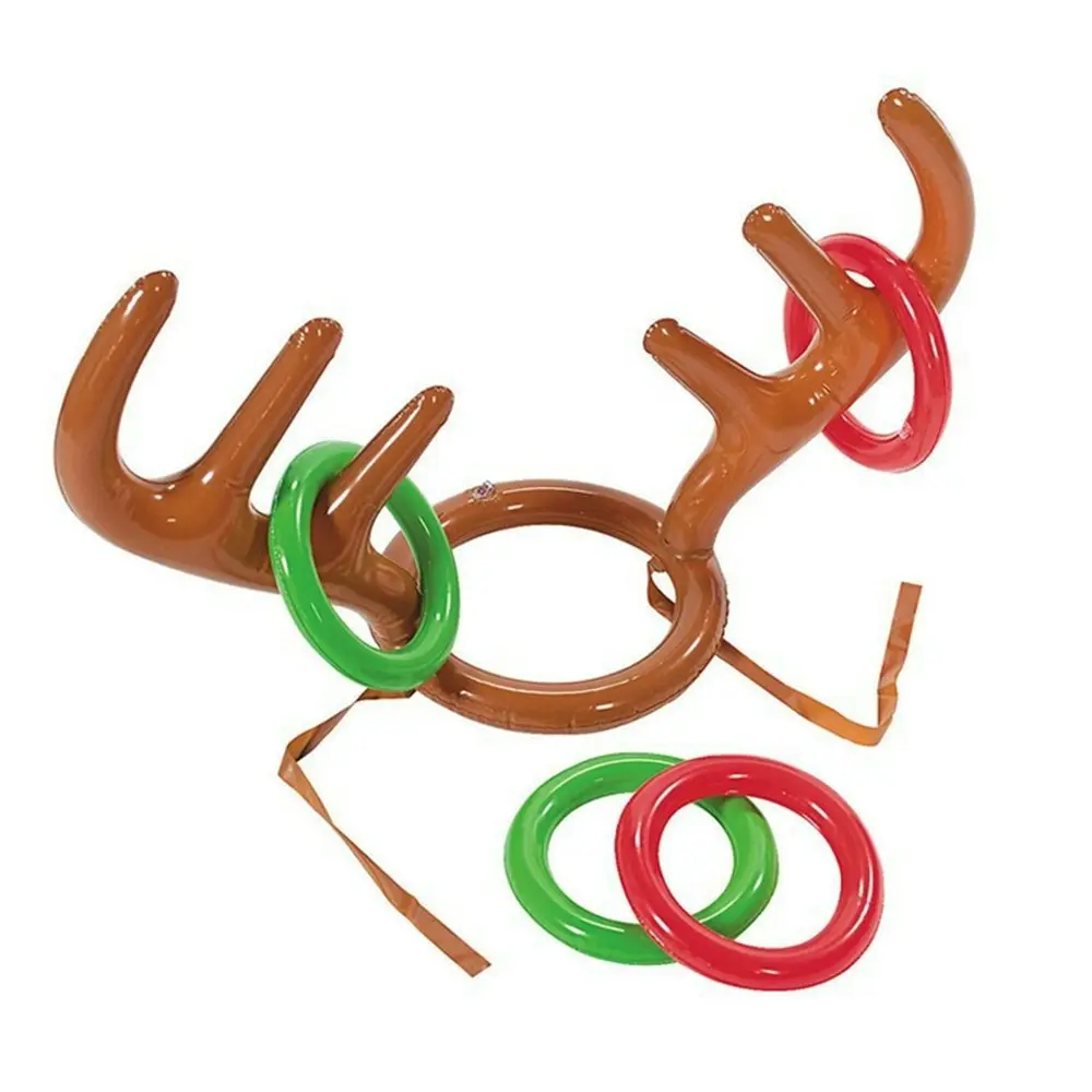 Inflatable Antler Reindeer Hat Ring Toss Xmas for Birthday Party Game Holiday