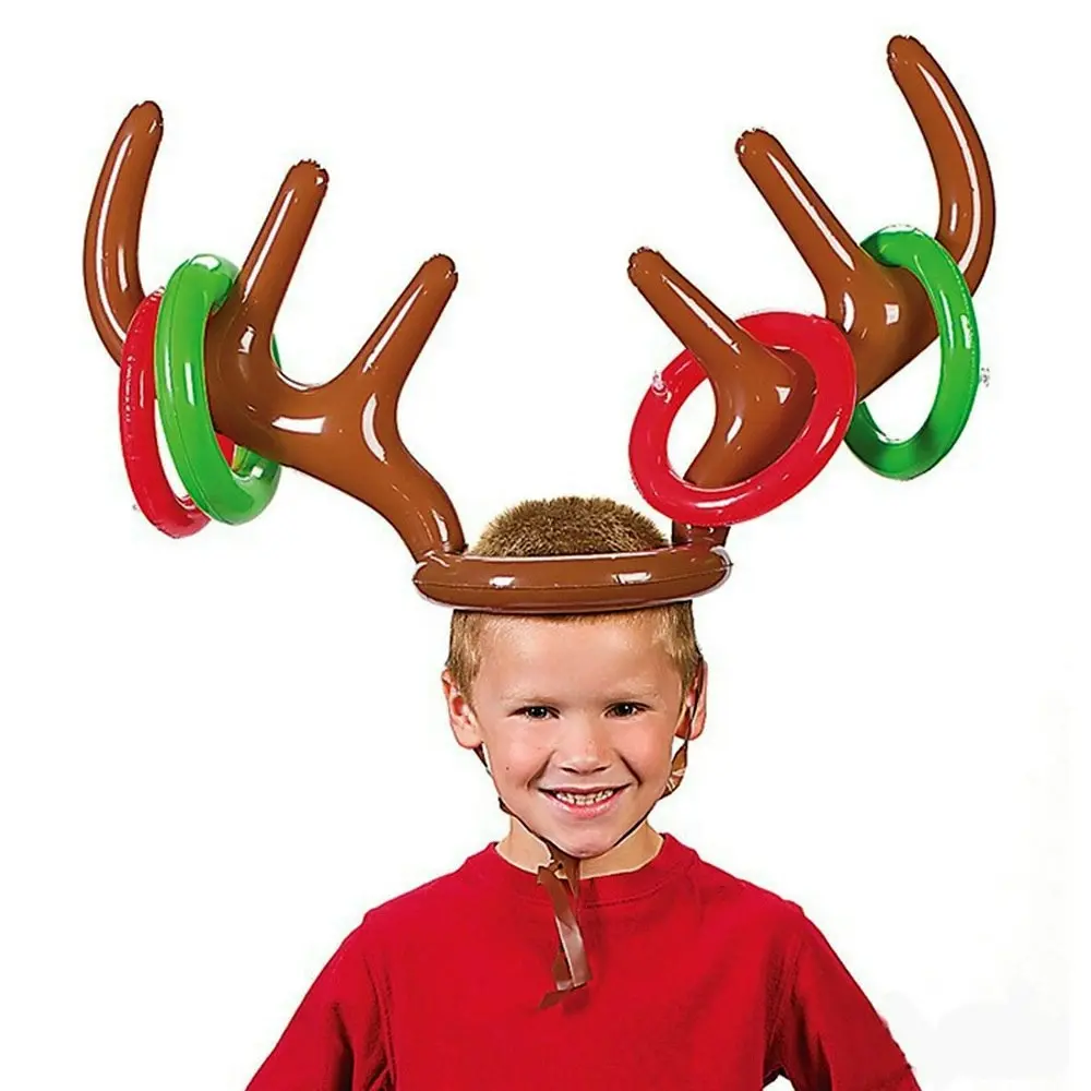 Inflatable Antler Reindeer Hat Ring Toss Xmas for Birthday Party Game Holiday