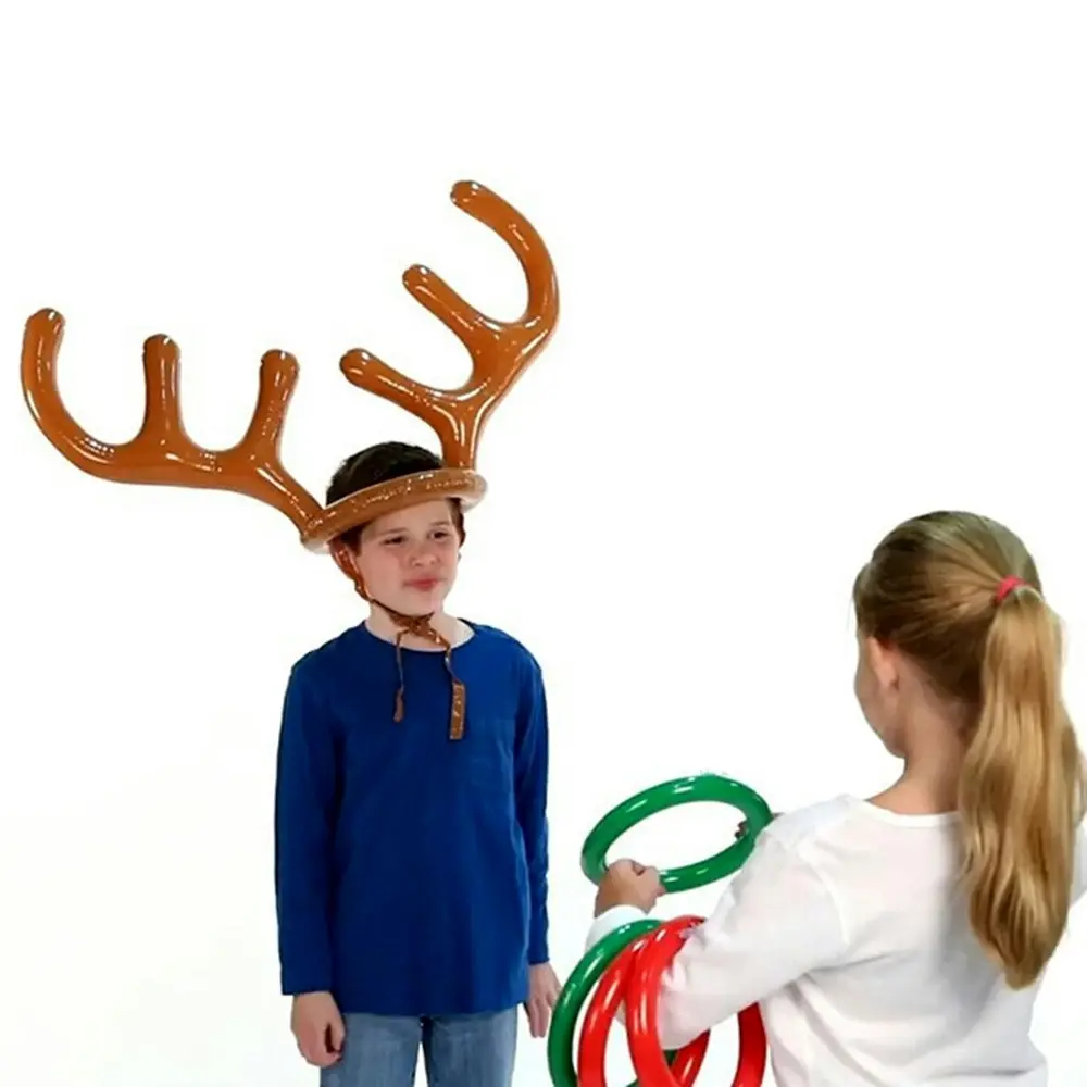 Inflatable Antler Reindeer Hat Ring Toss Xmas for Birthday Party Game Holiday