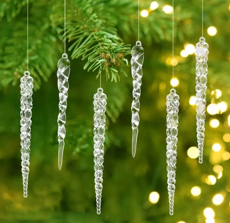 12Pcs Christmas Tree Decorations Icicle Pendants Hanging Pendant Xmas Tree Home Decor