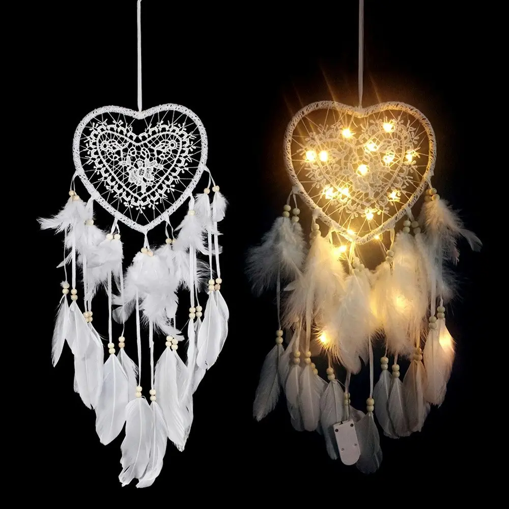 LED Light Dream Catcher with Feathers Handmade Light Up Dream Catchers