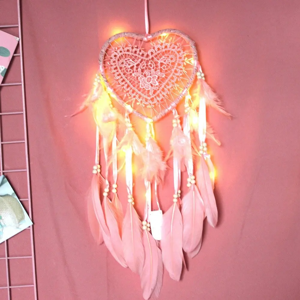 LED Light Dream Catcher with Feathers Handmade Light Up Dream Catchers