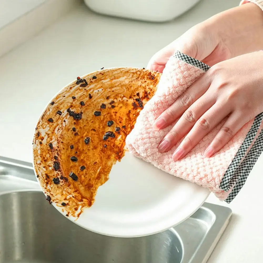 4pcs Kitchen daily non-stick oil, thickened table dish towel