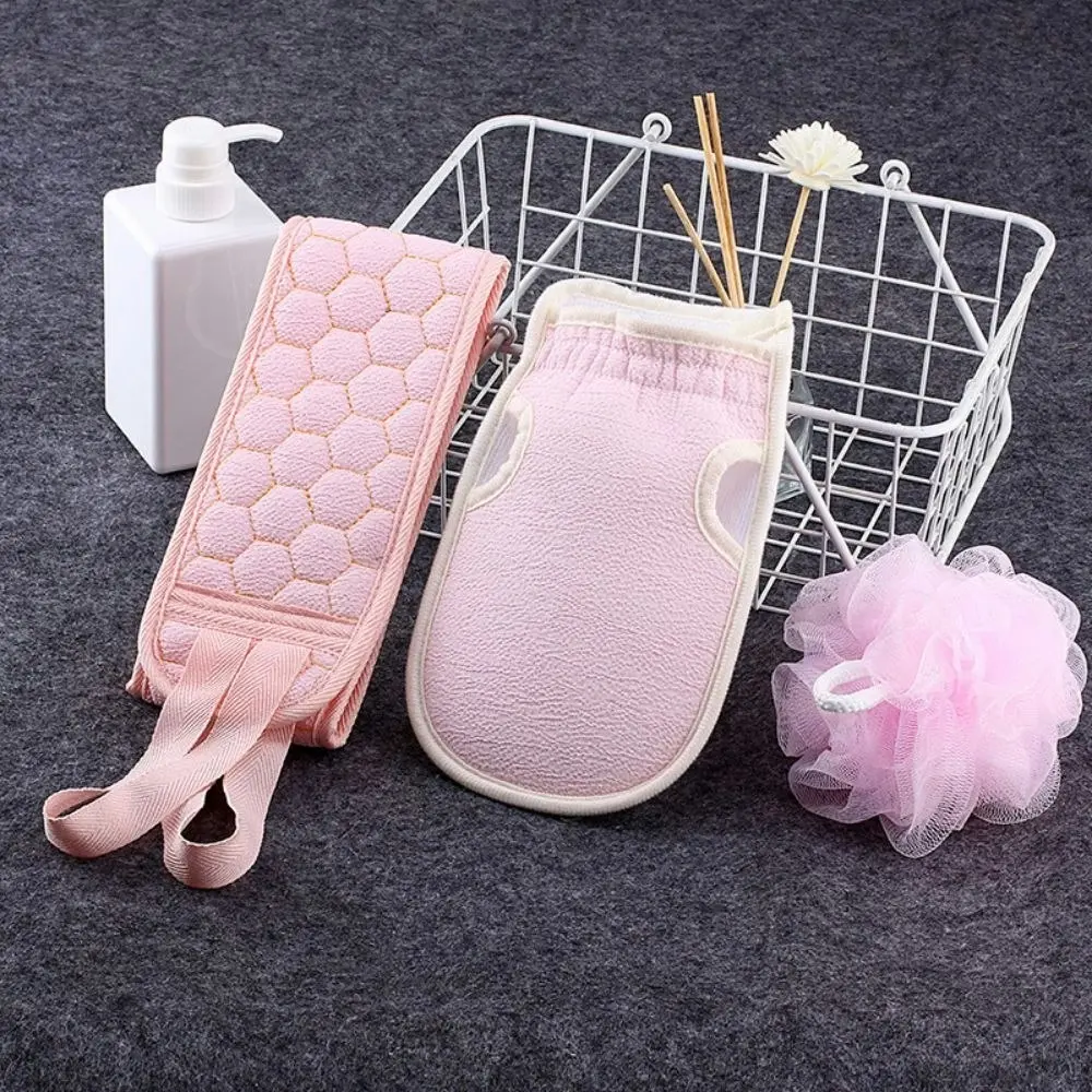 3pcs Bath Sponge Set Exfoliating Back Scrubber Exfoliating Glove Bath Sponge Set