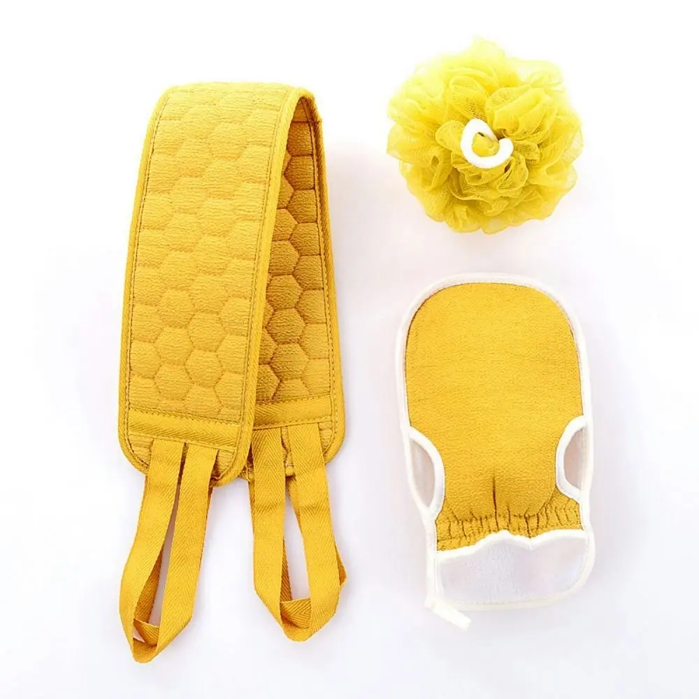 3pcs Bath Sponge Set Exfoliating Back Scrubber Exfoliating Glove Bath Sponge Set