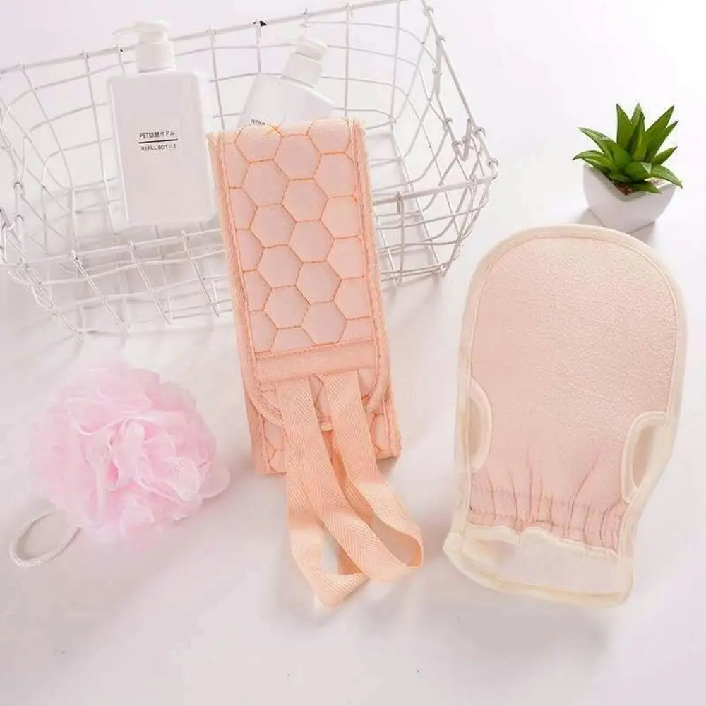 3pcs Bath Sponge Set Exfoliating Back Scrubber Exfoliating Glove Bath Sponge Set