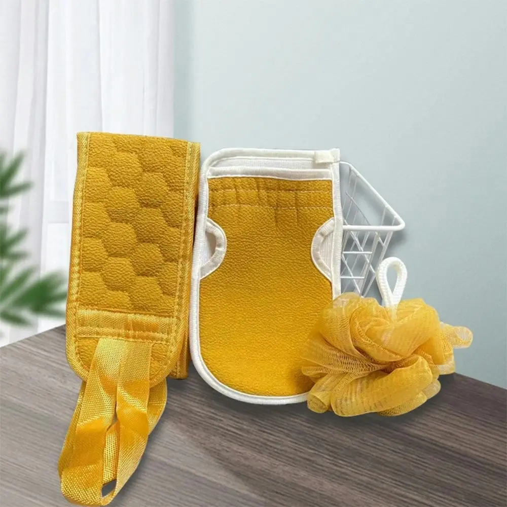 3pcs Bath Sponge Set Exfoliating Back Scrubber Exfoliating Glove Bath Sponge Set