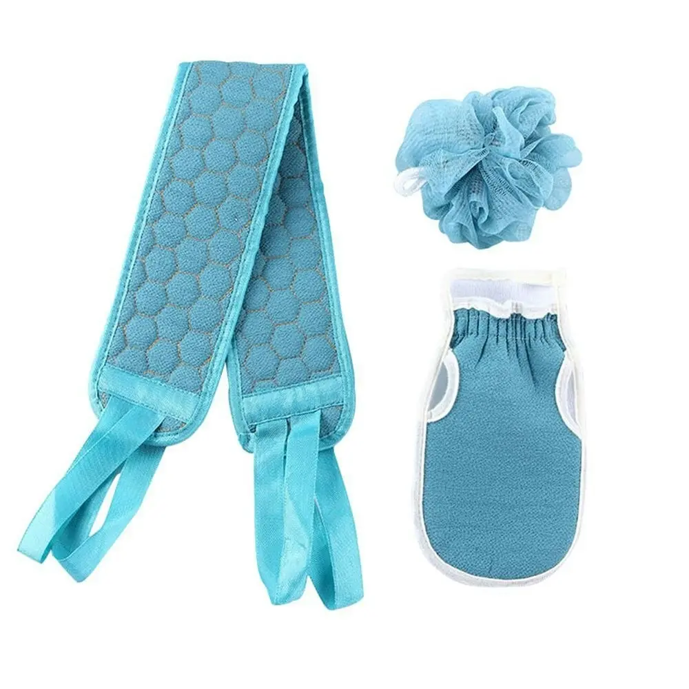 3pcs Bath Sponge Set Exfoliating Back Scrubber Exfoliating Glove Bath Sponge Set