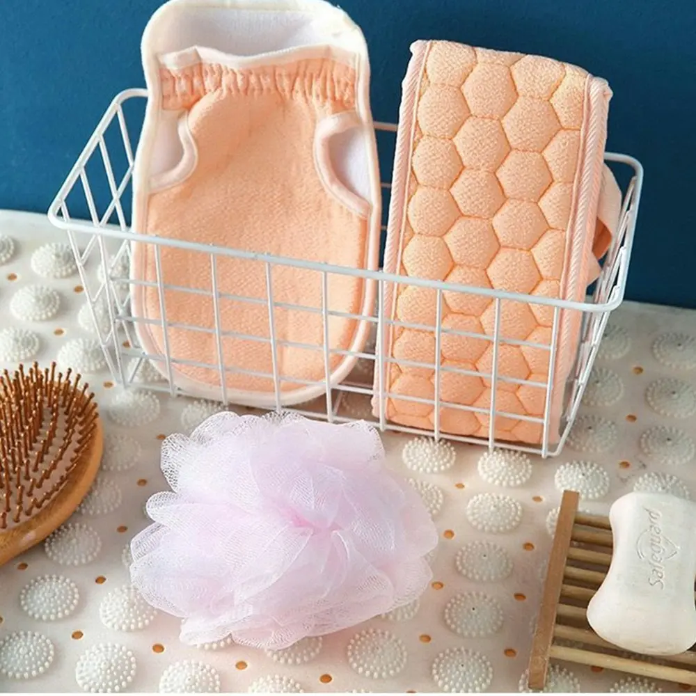 3pcs Bath Sponge Set Exfoliating Back Scrubber Exfoliating Glove Bath Sponge Set