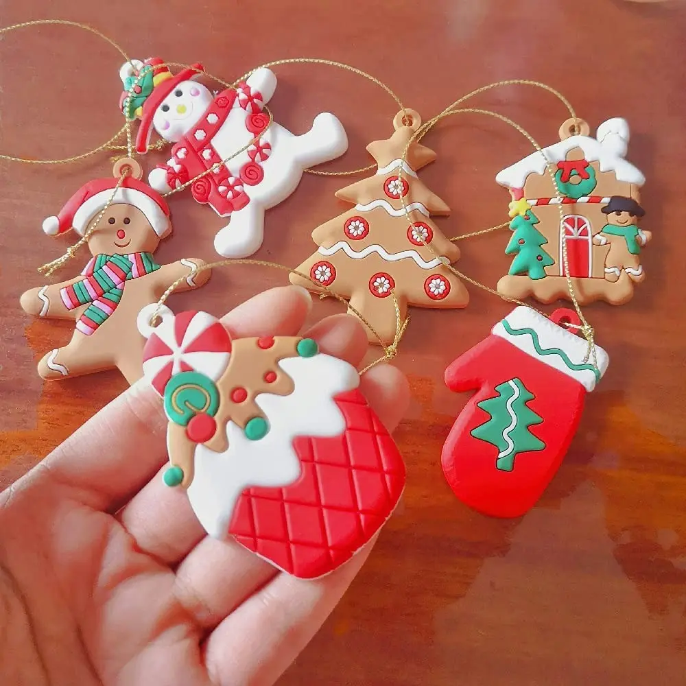 12Pcs Gingerbread Man Hanging Ornaments,Christmas Tree Decoration Pendant