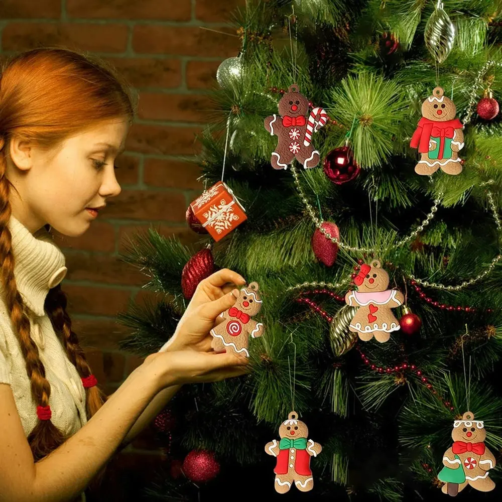 12pcs Gingerbread Man Ornaments for Christmas Tree Hanging Decorations