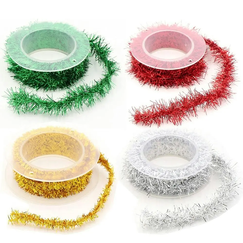 4 Rolls Metallic Tinsel Garland Multicolor Glitter Ribbon Glitter Hanging Rope