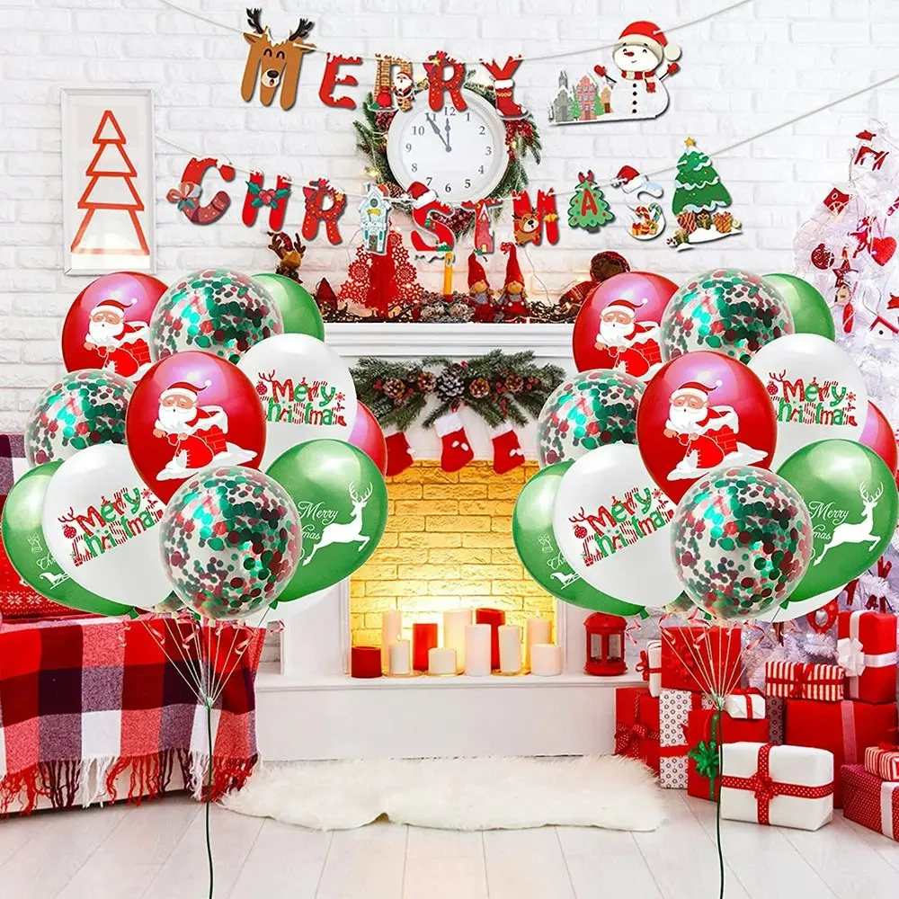 Christmas Party Supplies Decorations Kit Xmas Party Banner Balloons Set