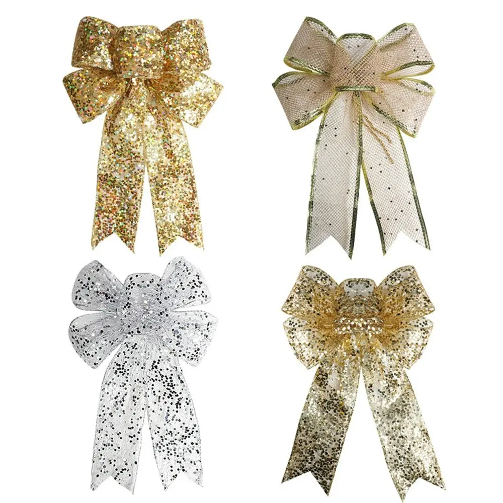 4 Pack Christmas Ribbon Bows for Christmas Tree Garland and Outdoor Decoration