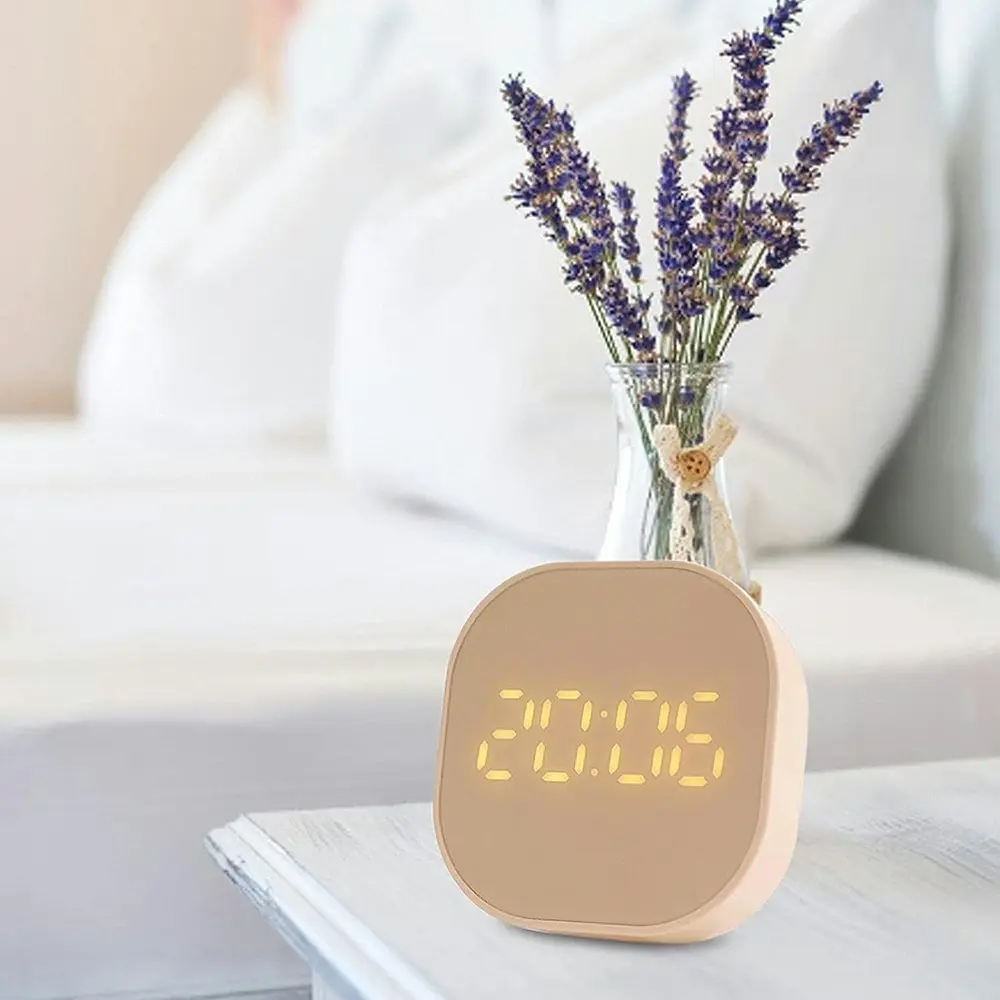 Mini Square Silent Bedside Alarm Clock for Room Decor