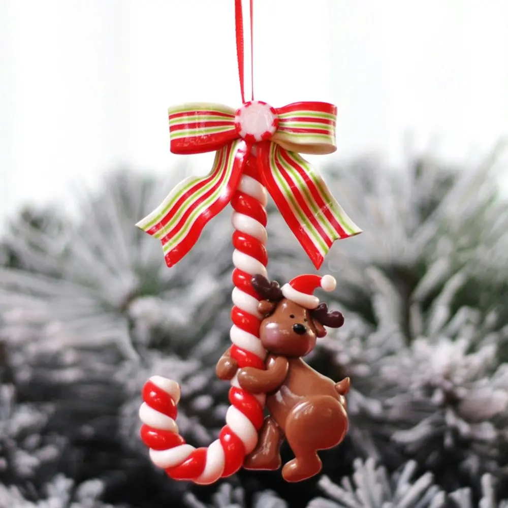 3Pcs Christmas Candy Canes Ornament Snowman Elk Santa Claus Tree Hanging Pendant