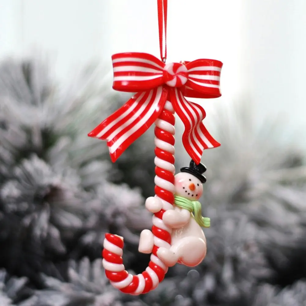 3Pcs Christmas Candy Canes Ornament Snowman Elk Santa Claus Tree Hanging Pendant