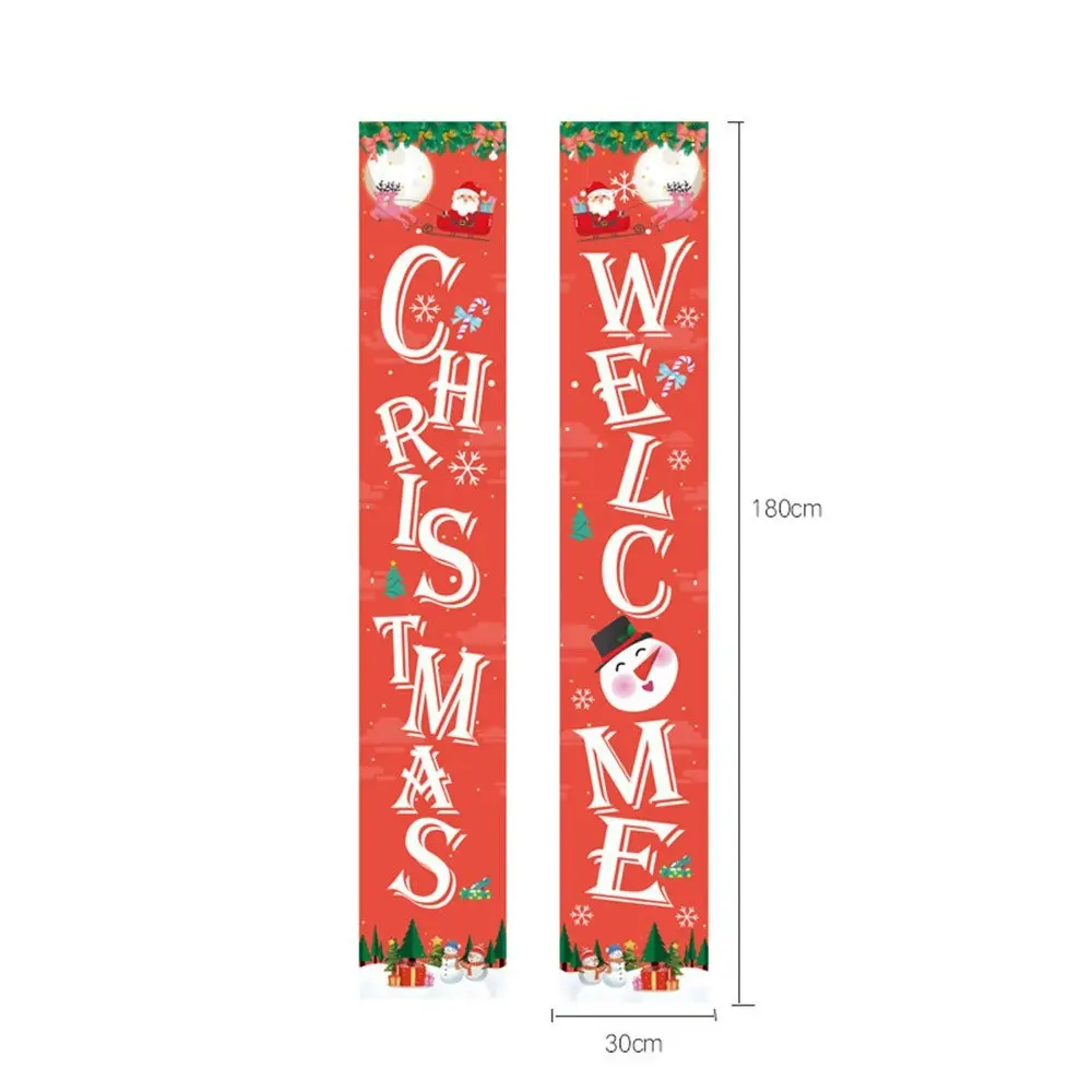 1 Pair Christmas Door Hanging Banners Christmas Welcome Banner Door Decorations