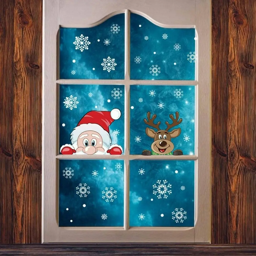 4 Sheets Christmas Snowflake Window Cling Stickers for Glass Xmas Decals Decorations