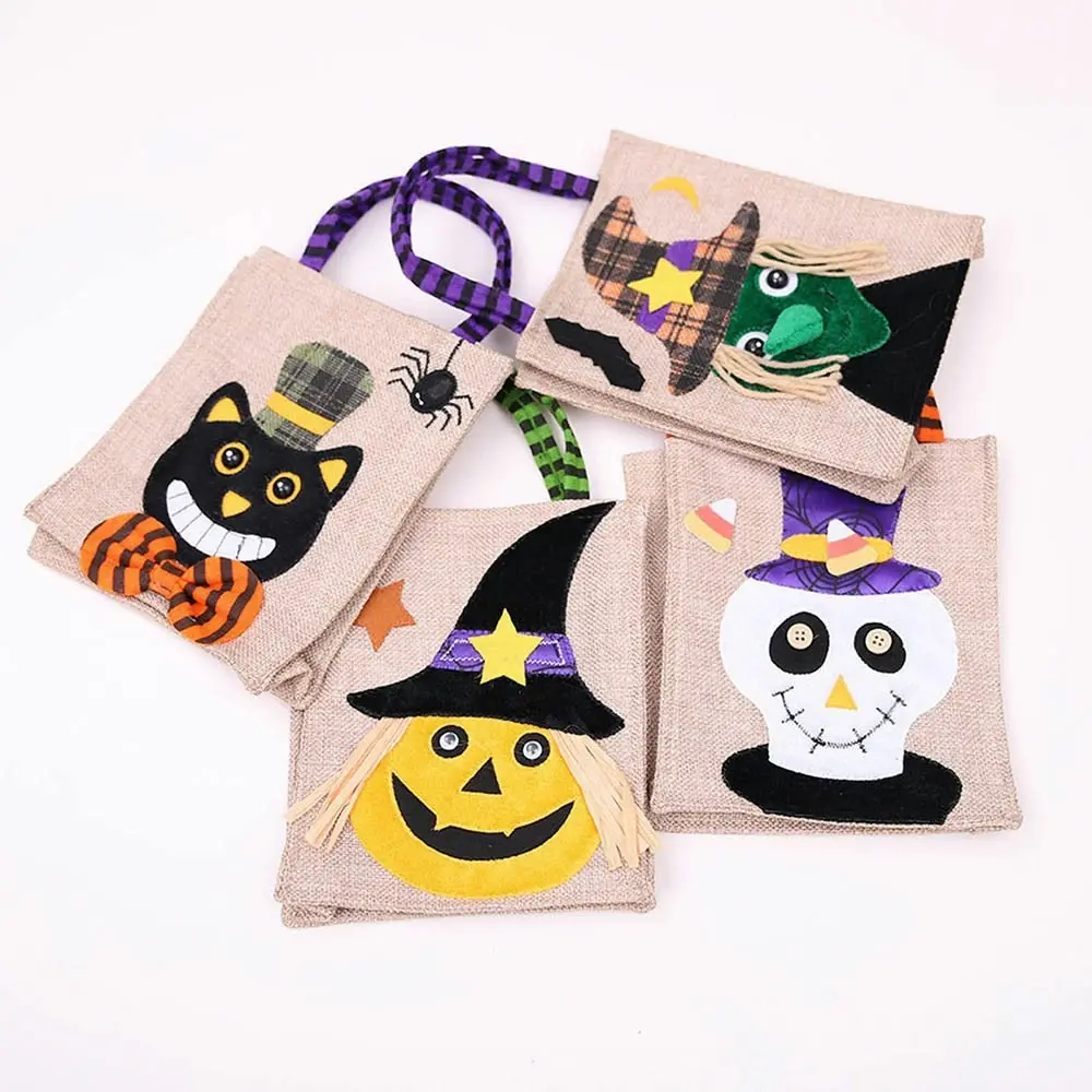 4Pcs Halloween Gift Non Woven Tote Bag Candy Bag Ghost Festival Pumpkin Bag