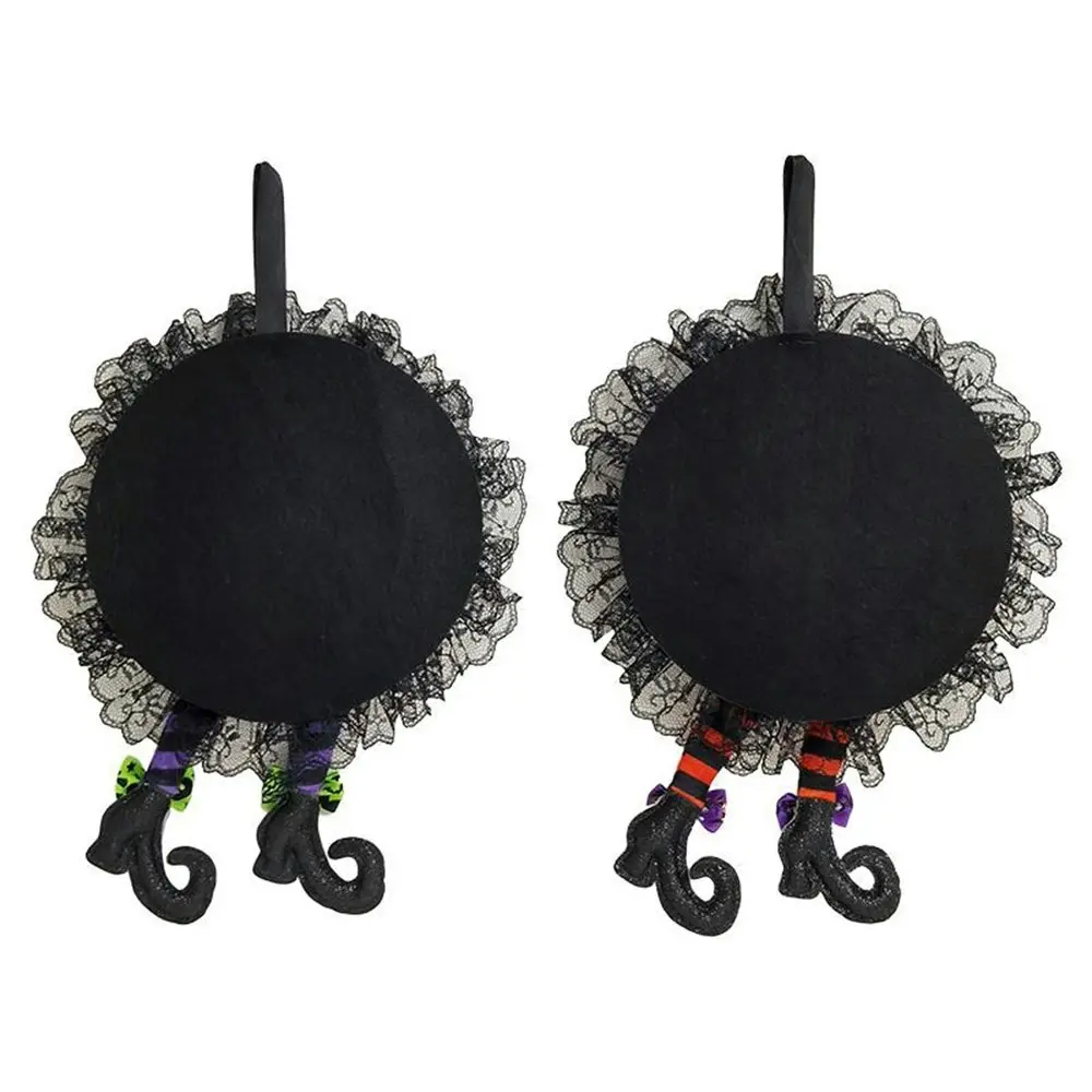 2Pcs Halloween Witch Wreath Witch Legs Garland with Lace Door Hanging Sign