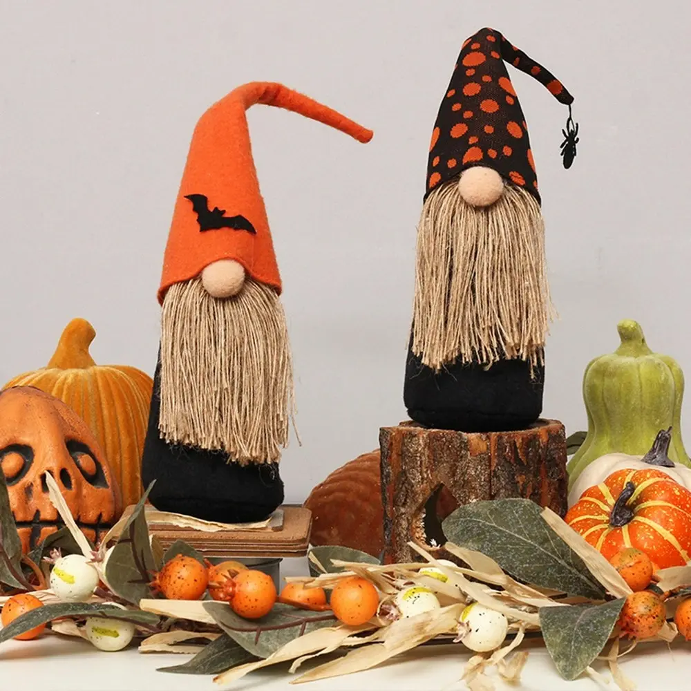 2Pcs Halloween Decorations Pumpkin Faceless Forest Old Man Doll Ornament