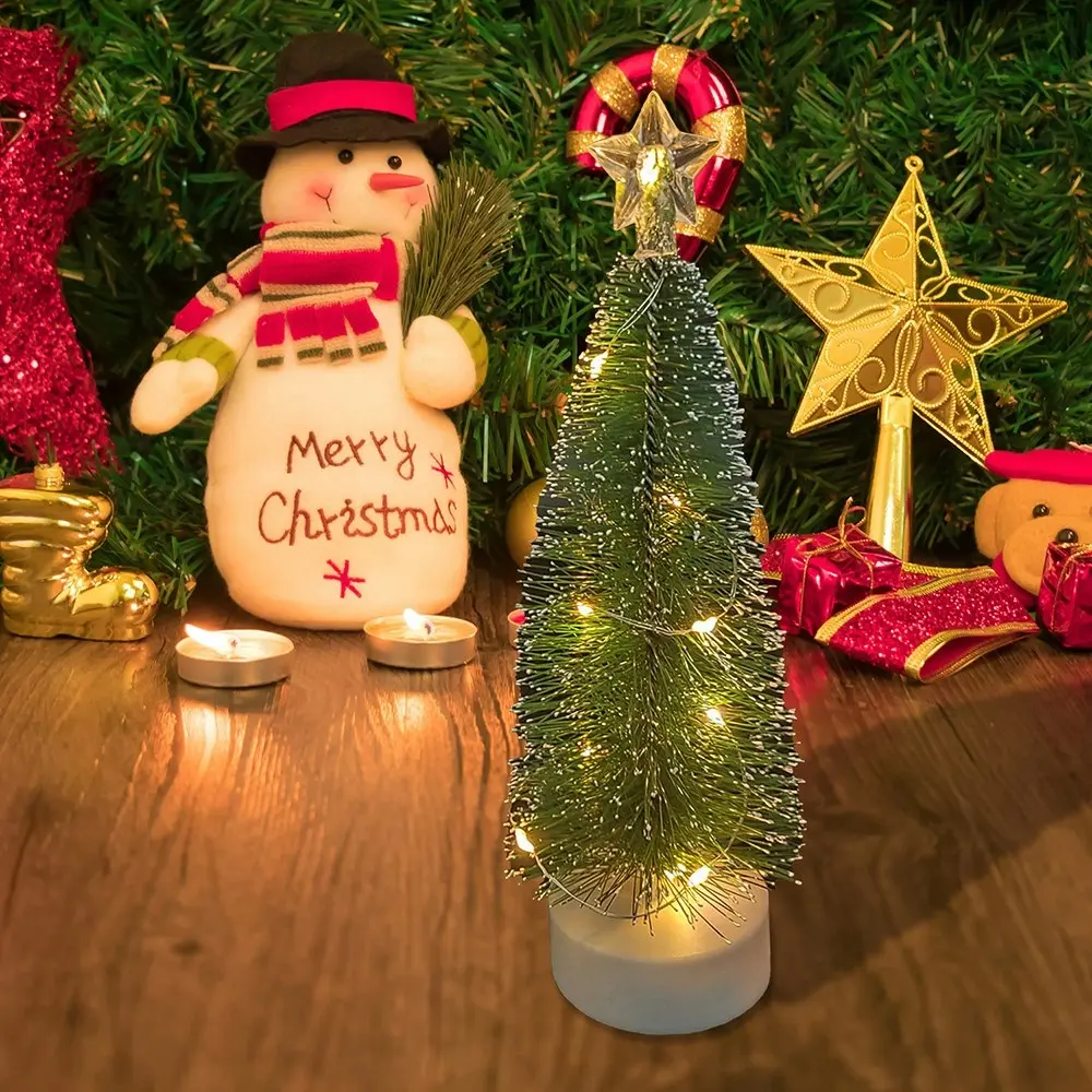 3Pcs Mini Christmas Tree with Led Light for Xmas Holiday Party Home Decorations