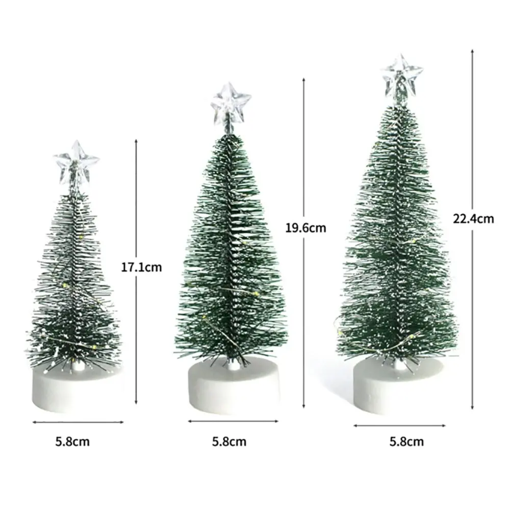 3Pcs Mini Christmas Tree with Led Light for Xmas Holiday Party Home Decorations