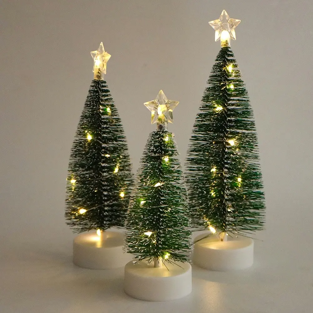 3Pcs Mini Christmas Tree with Led Light for Xmas Holiday Party Home Decorations