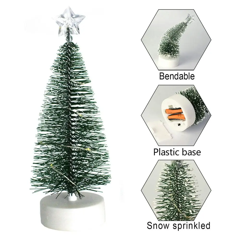 3Pcs Mini Christmas Tree with Led Light for Xmas Holiday Party Home Decorations