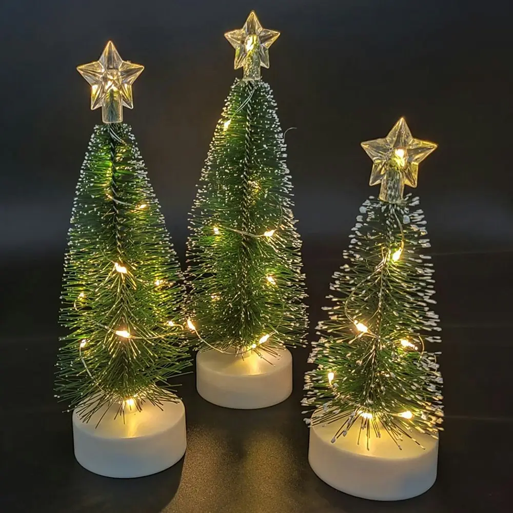 3Pcs Mini Christmas Tree with Led Light for Xmas Holiday Party Home Decorations