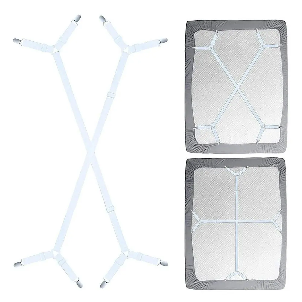 2Pcs Sheet Fasteners Straps Adjustable Crisscross Bed Sheets Holder Clips