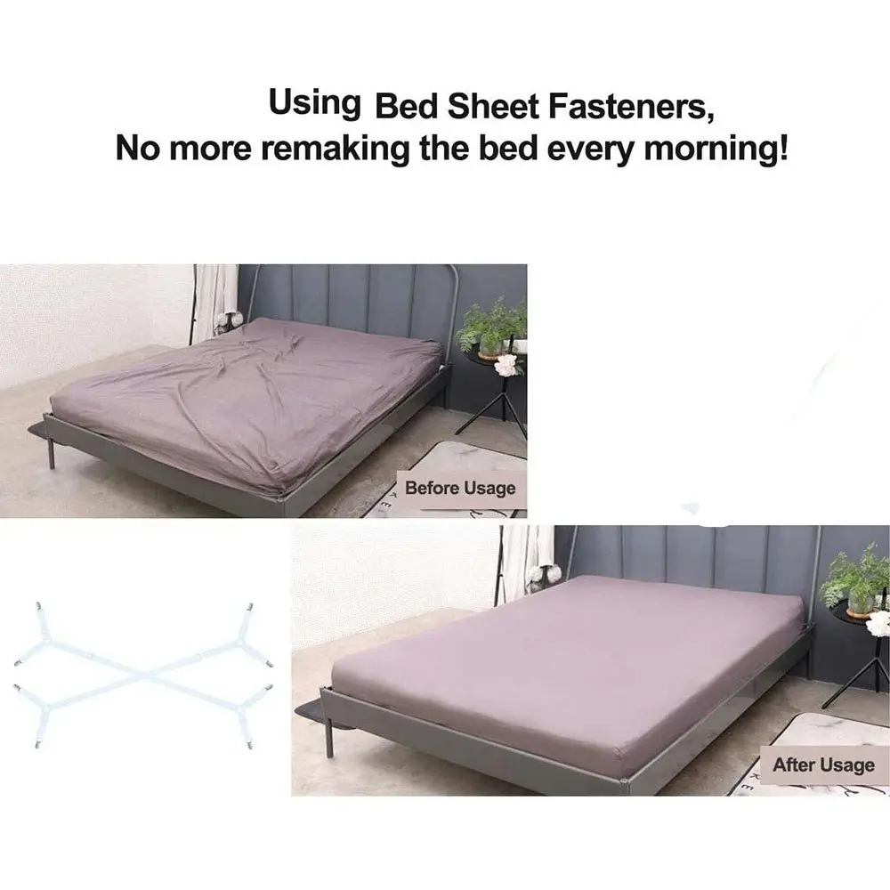 2Pcs Sheet Fasteners Straps Adjustable Crisscross Bed Sheets Holder Clips