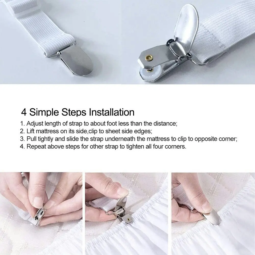 2Pcs Sheet Fasteners Straps Adjustable Crisscross Bed Sheets Holder Clips