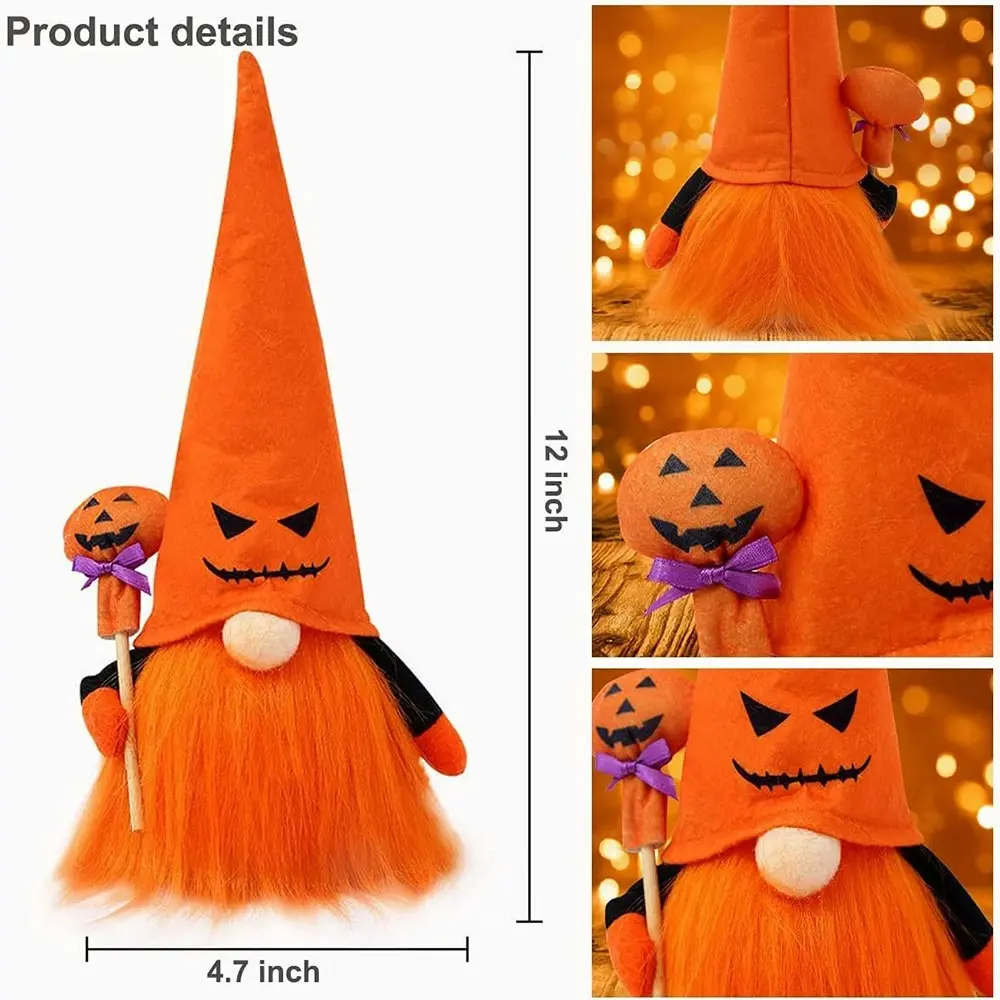 2 Pack Halloween Gradient Light Plush Faceless Dolls Decor With LED Lights