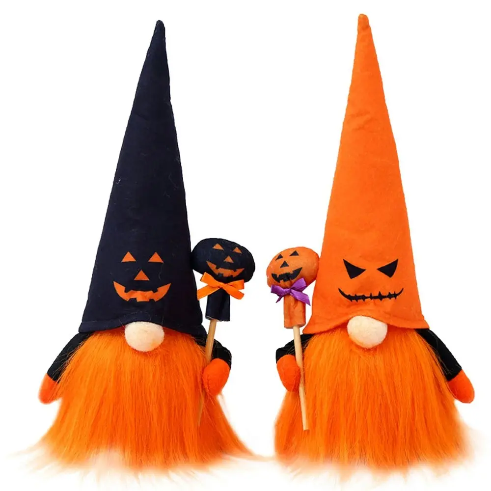 2 Pack Halloween Gradient Light Plush Faceless Dolls Decor With LED Lights