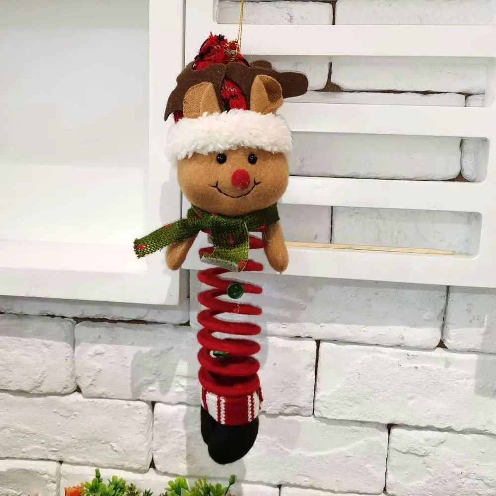 3Pcs Santa Claus Snowman Elk Pendant Swing Spring Foot Doll Children's Gift