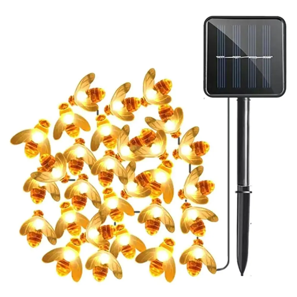 30-LED Honey Bee Outdoor Solar String LightsBee Decor Lights-Warm White