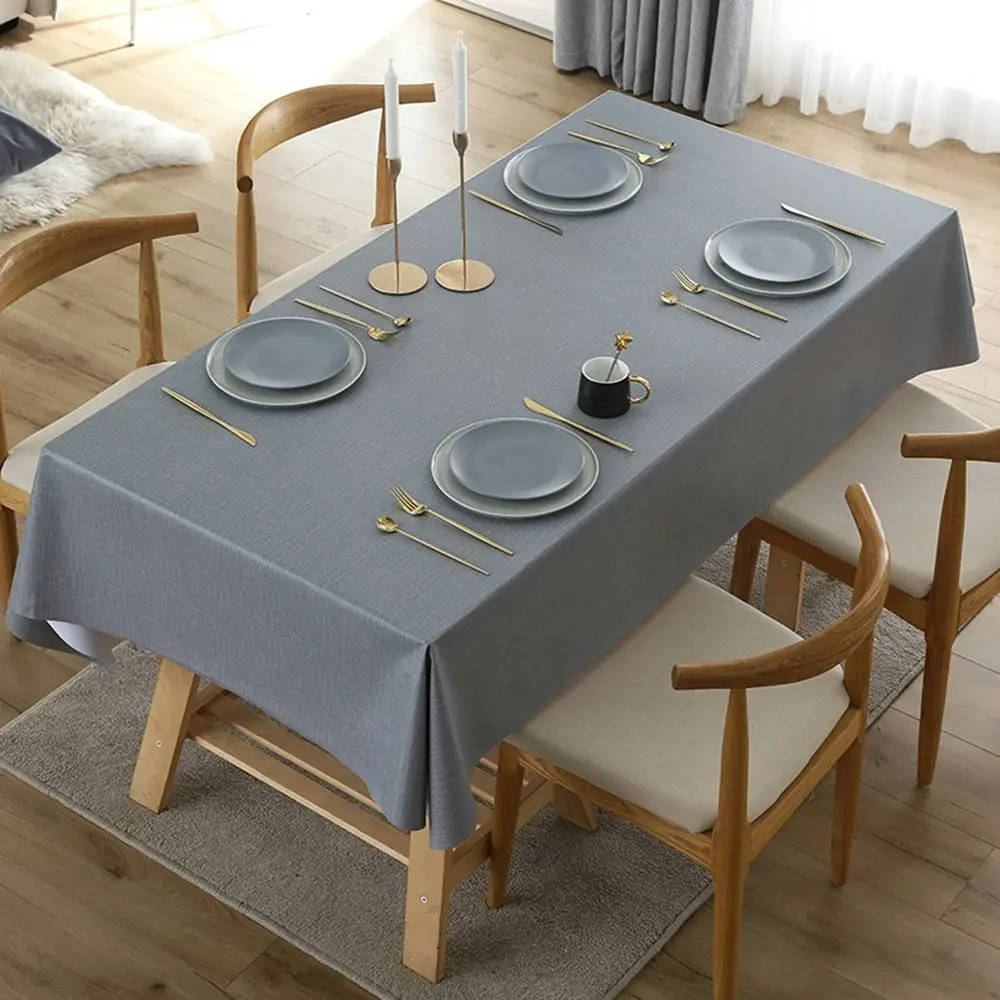 Simple Tablecloth Waterproof Oil-Proof Spill-Proof PVC Rectangle Tablecloth