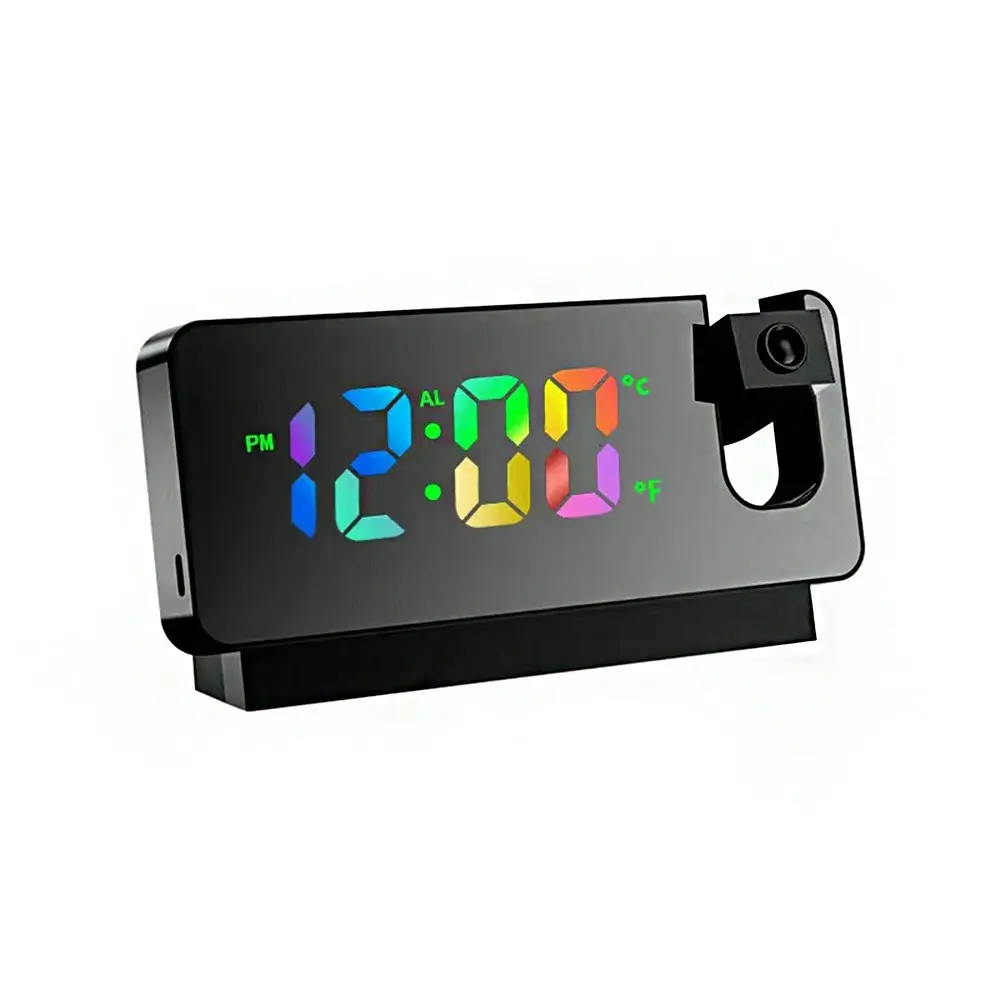 LED Digital Electronic Alarm Clock 180¡ãRotatable Projection USB Desktop Clock