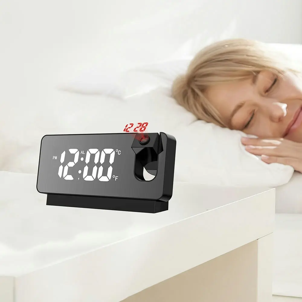 LED Digital Electronic Alarm Clock 180¡ãRotatable Projection USB Desktop Clock