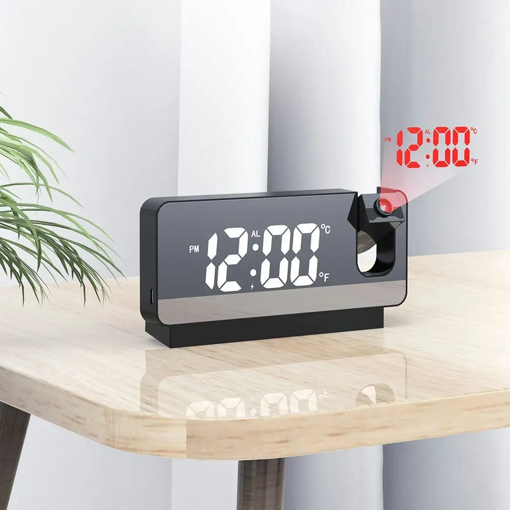 LED Digital Electronic Alarm Clock 180¡ãRotatable Projection USB Desktop Clock