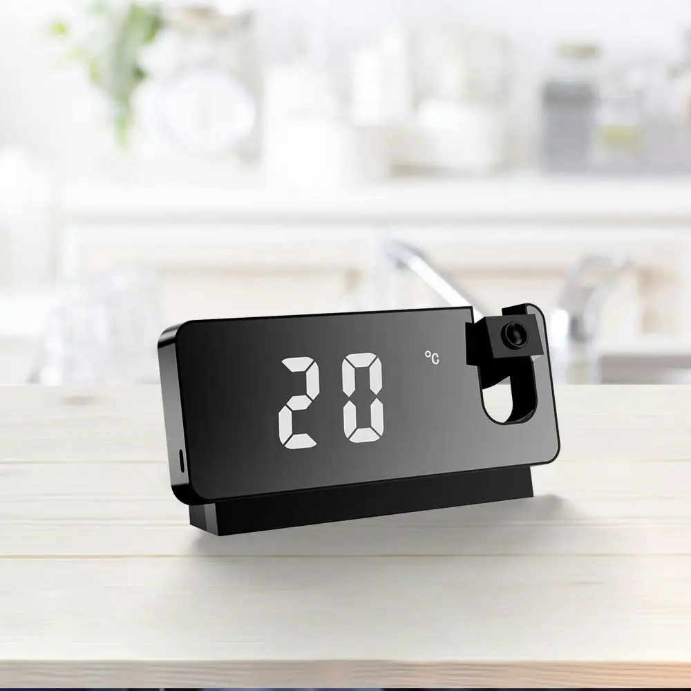 LED Digital Electronic Alarm Clock 180¡ãRotatable Projection USB Desktop Clock