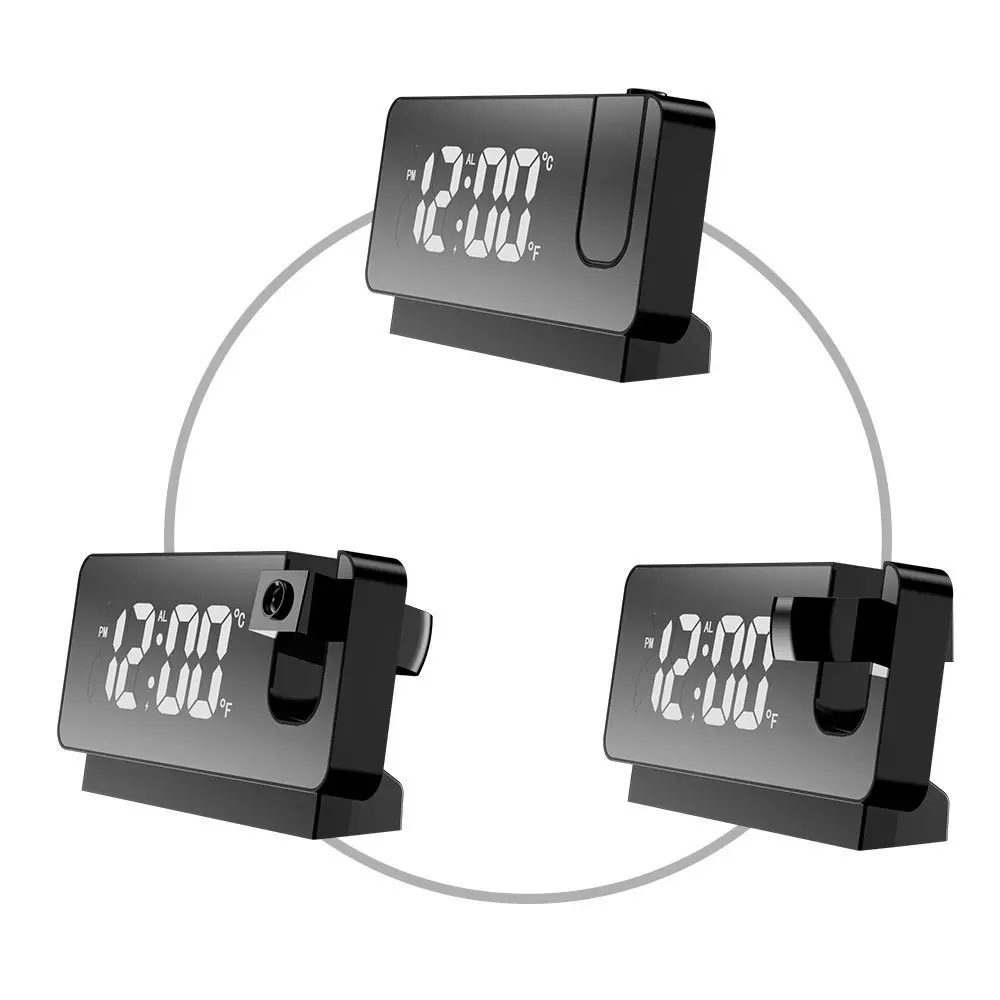 LED Digital Electronic Alarm Clock 180¡ãRotatable Projection USB Desktop Clock