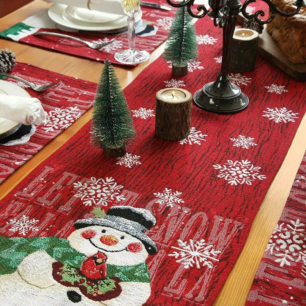 Christmas table runner snowman embroidery table tablecloth Christmas Table Decor