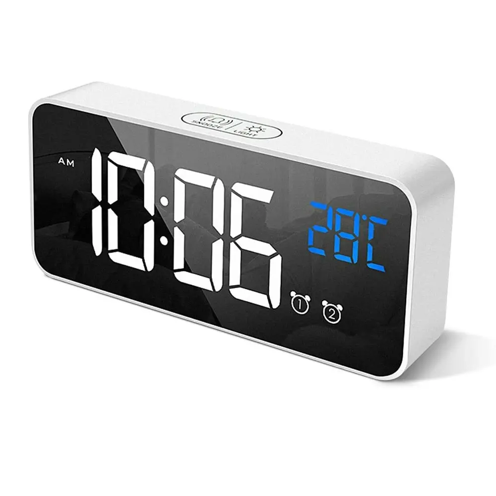 LED music Digital Clock Alarms Voice Control Snooze Temperature Display