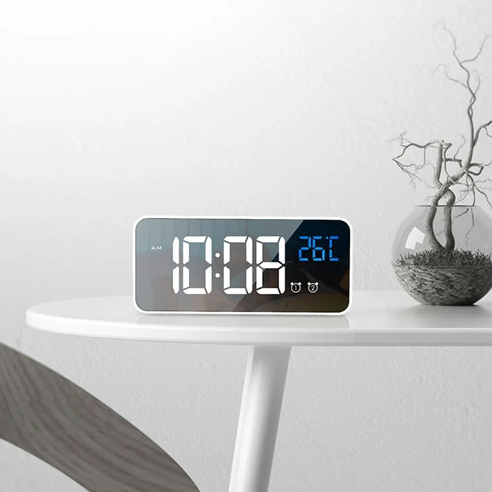 LED music Digital Clock Alarms Voice Control Snooze Temperature Display